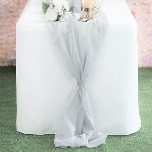 18" W x 180" L Chiffon Table Runner, White